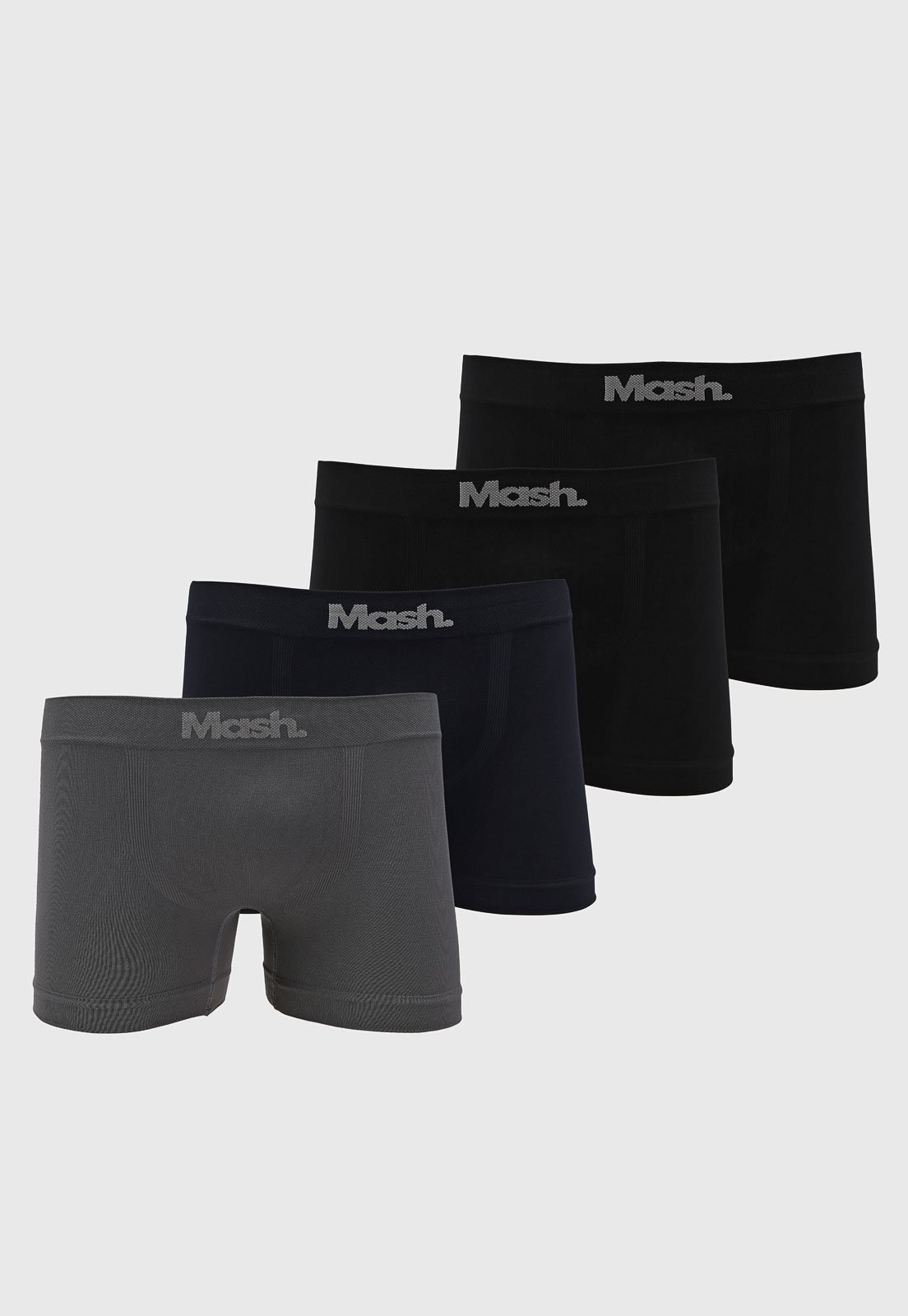 Vista 2 Kit 4pçs Cueca MASH Boxer Sem Costura Preta preto MASH preto