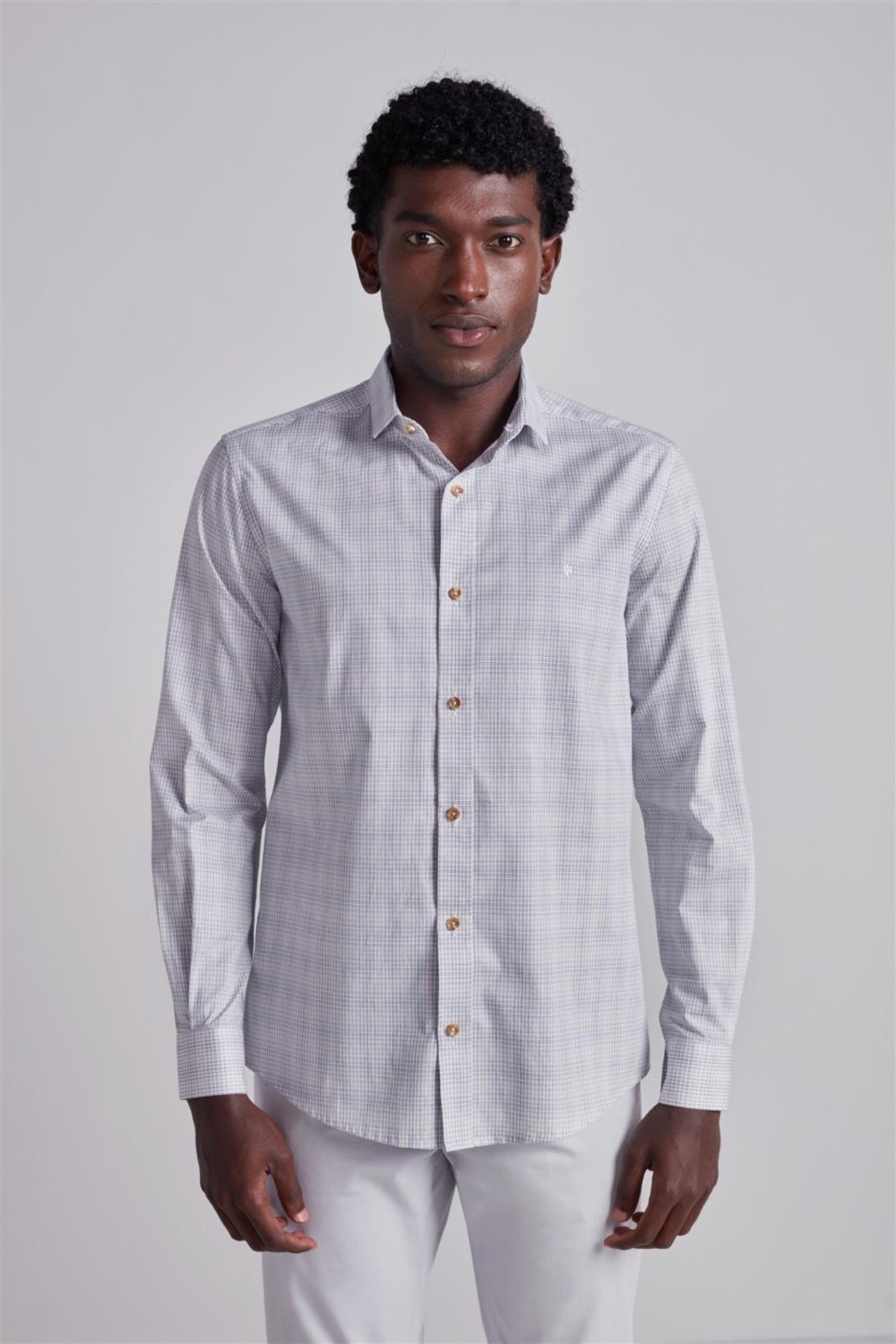 HIGHSTIL Camisa Algodão Egípcio Slim Fit Listrada - Branco/Lilás