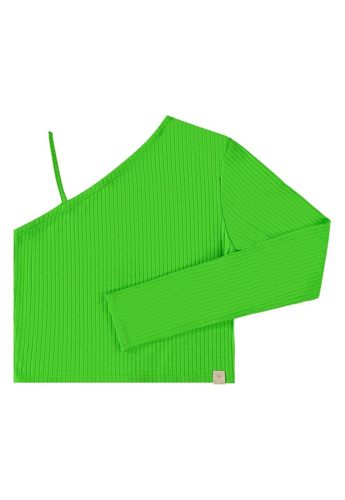 Infantil - Blusa Básica Manga Única em Ribana Canelada Juvenil Gloss Verde
