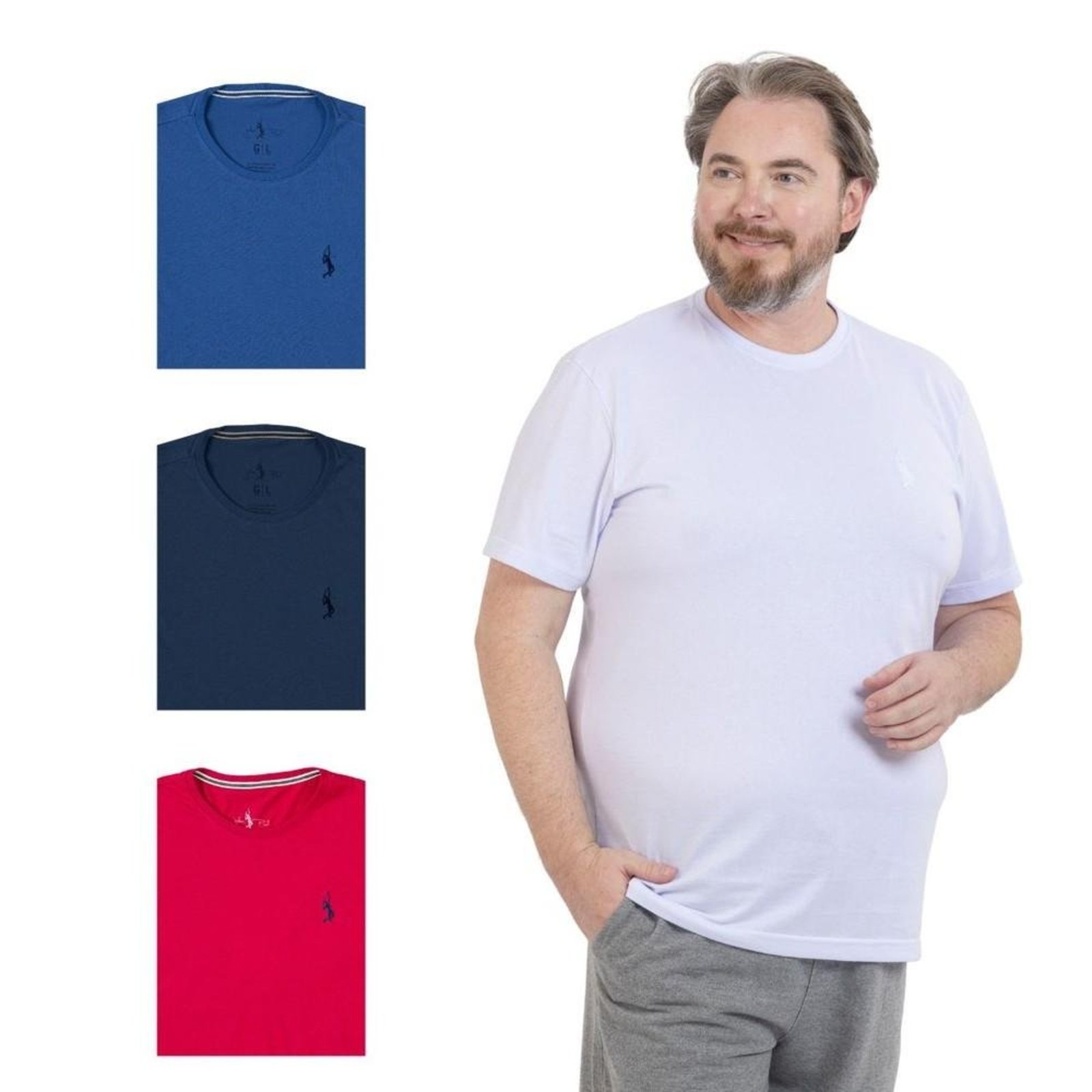 Kit 4 Camiseta Plus Size Básica Casual Masculina Confortável
