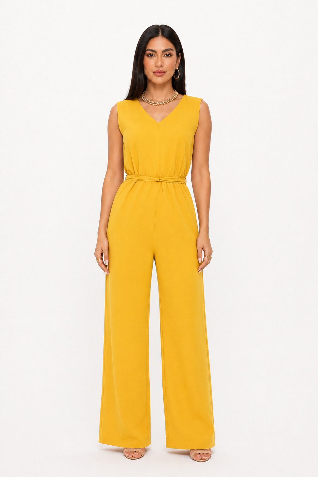 Macação D Bell Outlet Fashion Decote V Amarelo