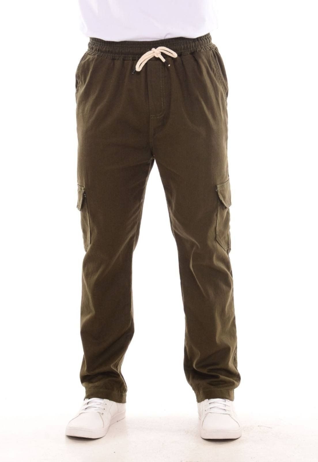 Vista 3 Kit 2 Calças Jogger Mys Jeans com Bolso Cargo Sem Punho Caramelo verde verde