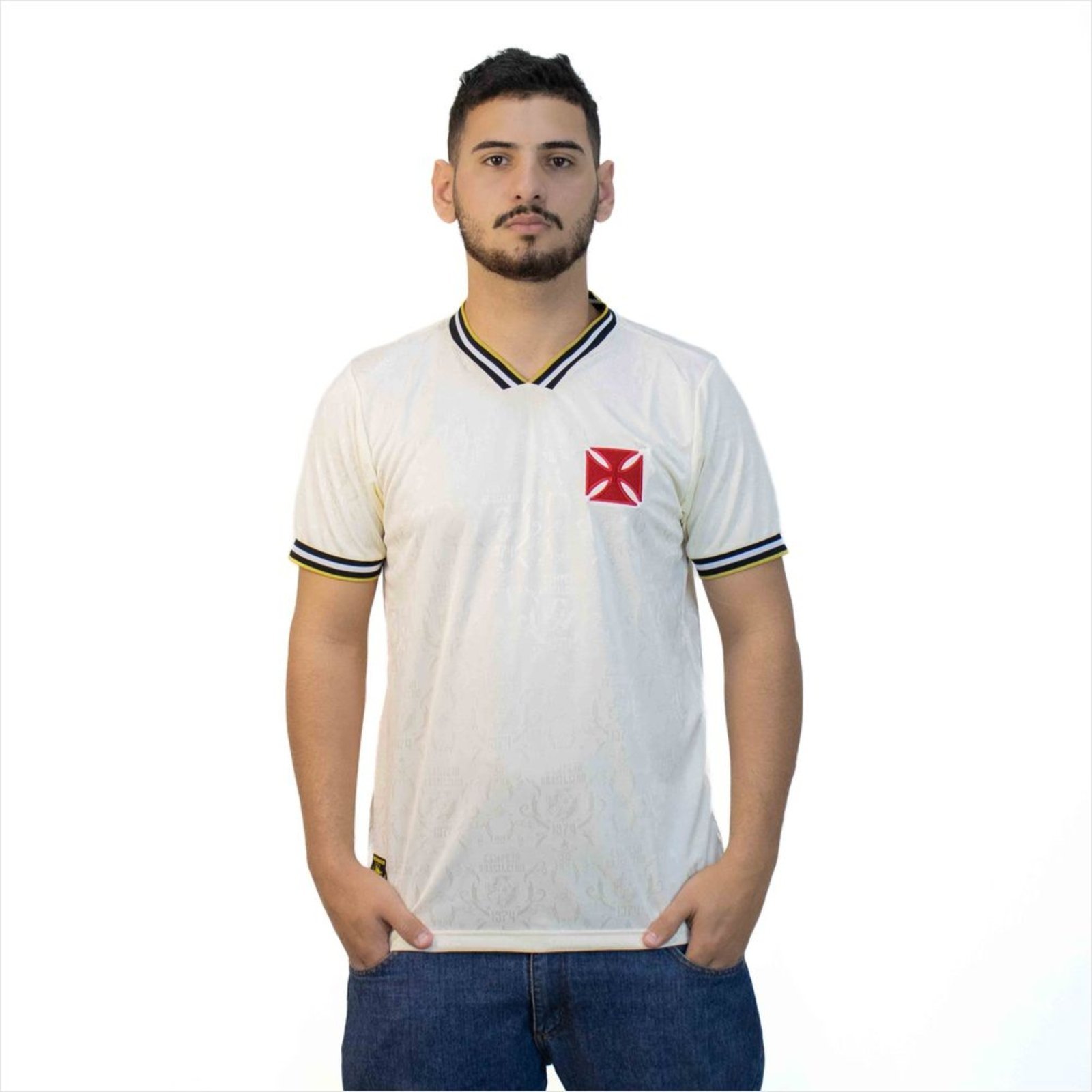 Camisa Retrô Vasco 1974 Jacquard Masculina Retro Mania – Off White