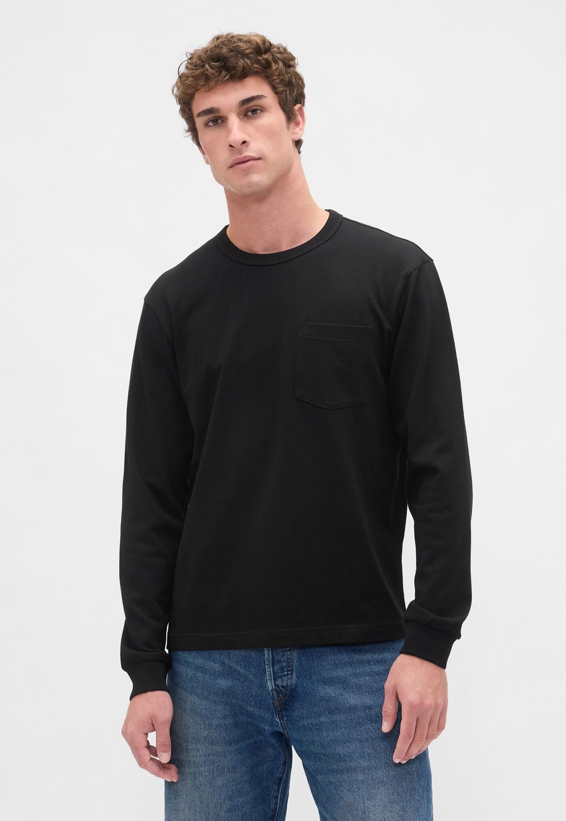 Blusa de Moletom Masculina Gap Decote Redondo Preta