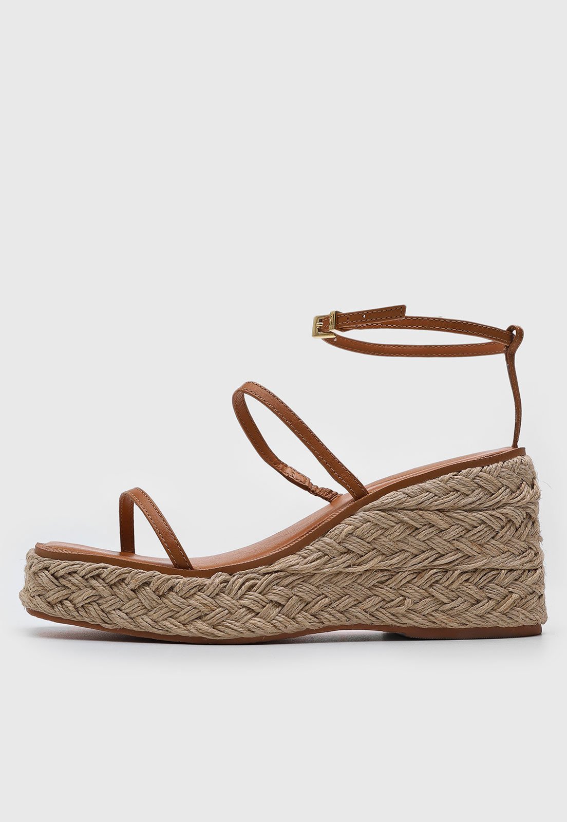 Sandália Feminina Santa Lolla Salto Anabela Corda Marrom
