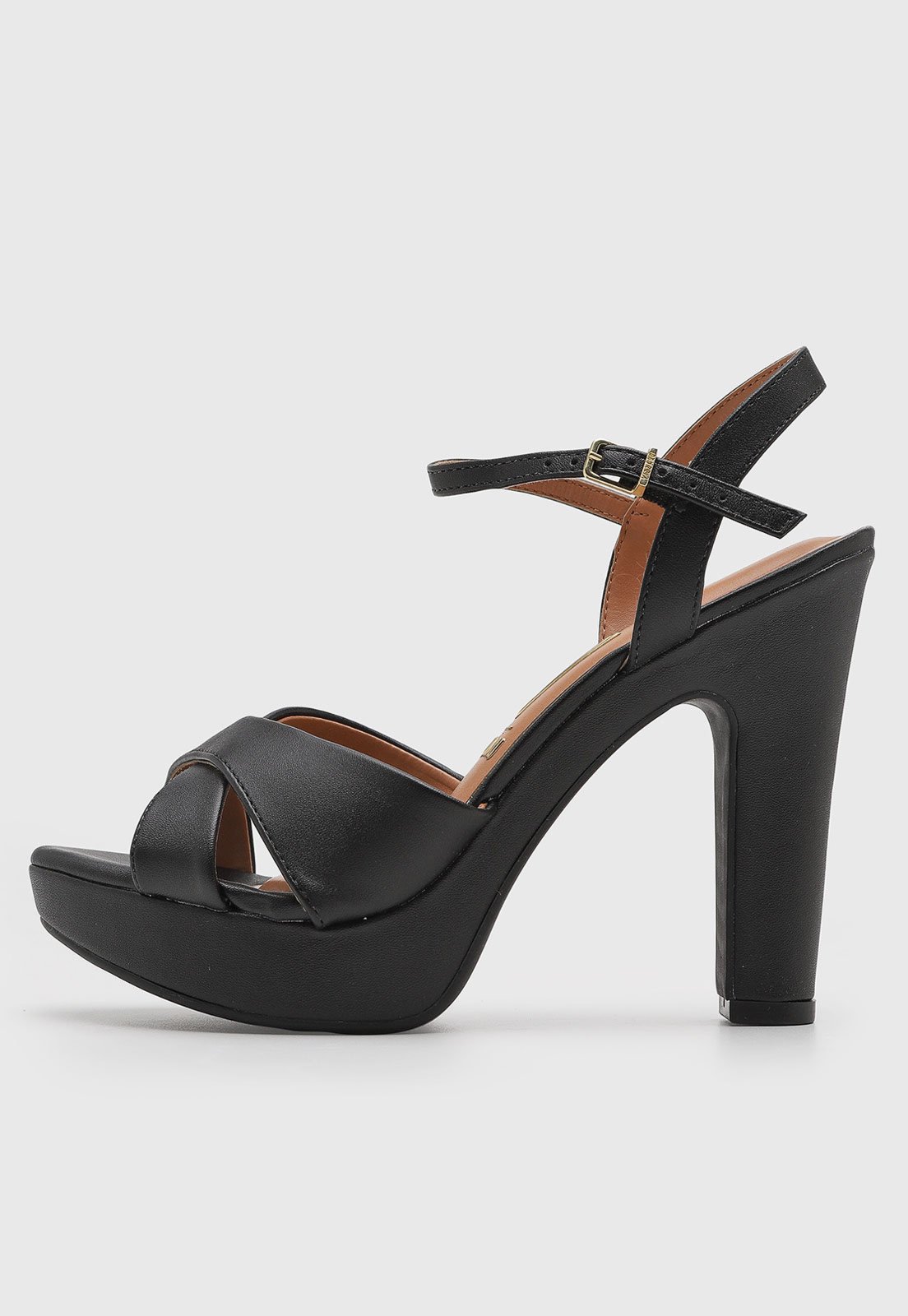 Vista 2 Sandália Feminina Vizzano Salto Grosso Tiras Cruzadas Preta preto VIZZANO preto