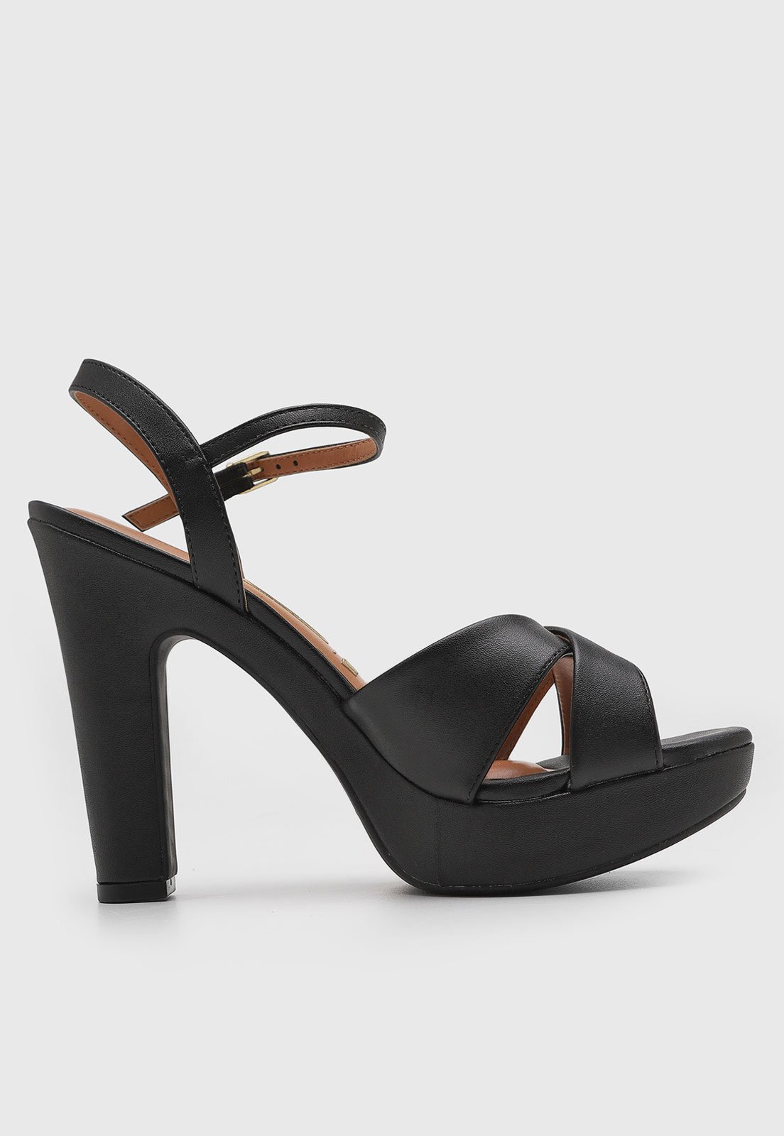 Vista 3 Sandália Feminina Vizzano Salto Grosso Tiras Cruzadas Preta preto VIZZANO preto
