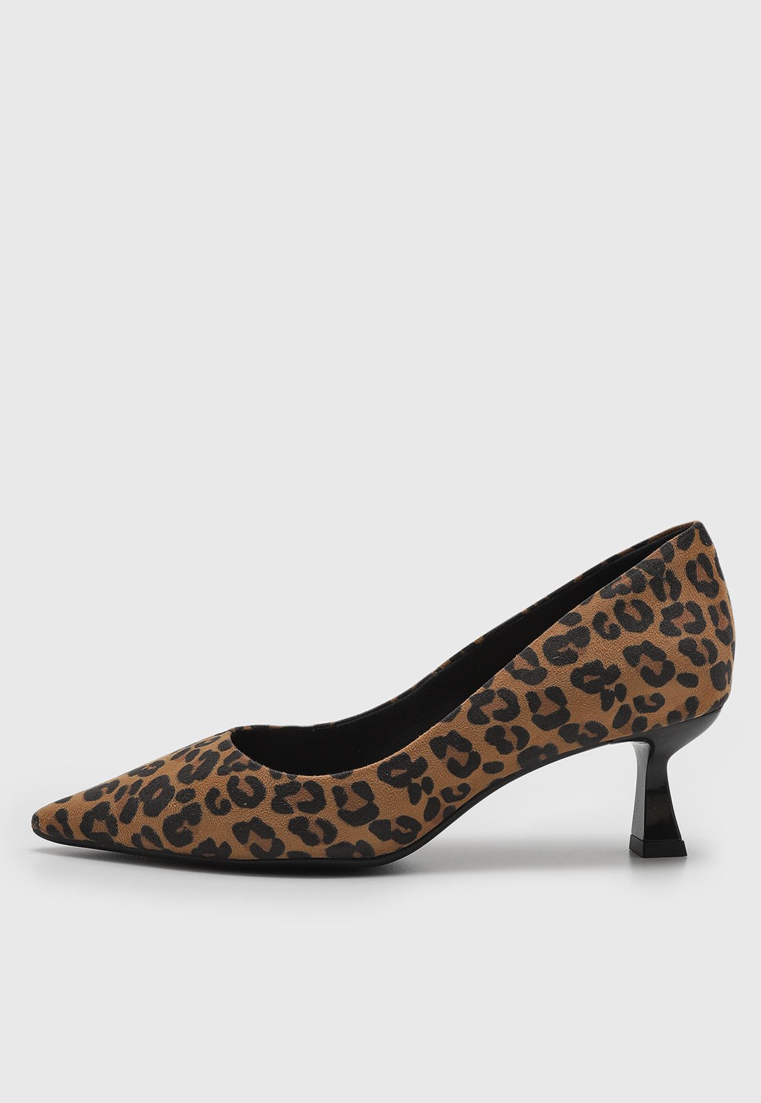 Scarpin Feminino cê Animal Print Salto Baixo Marrom