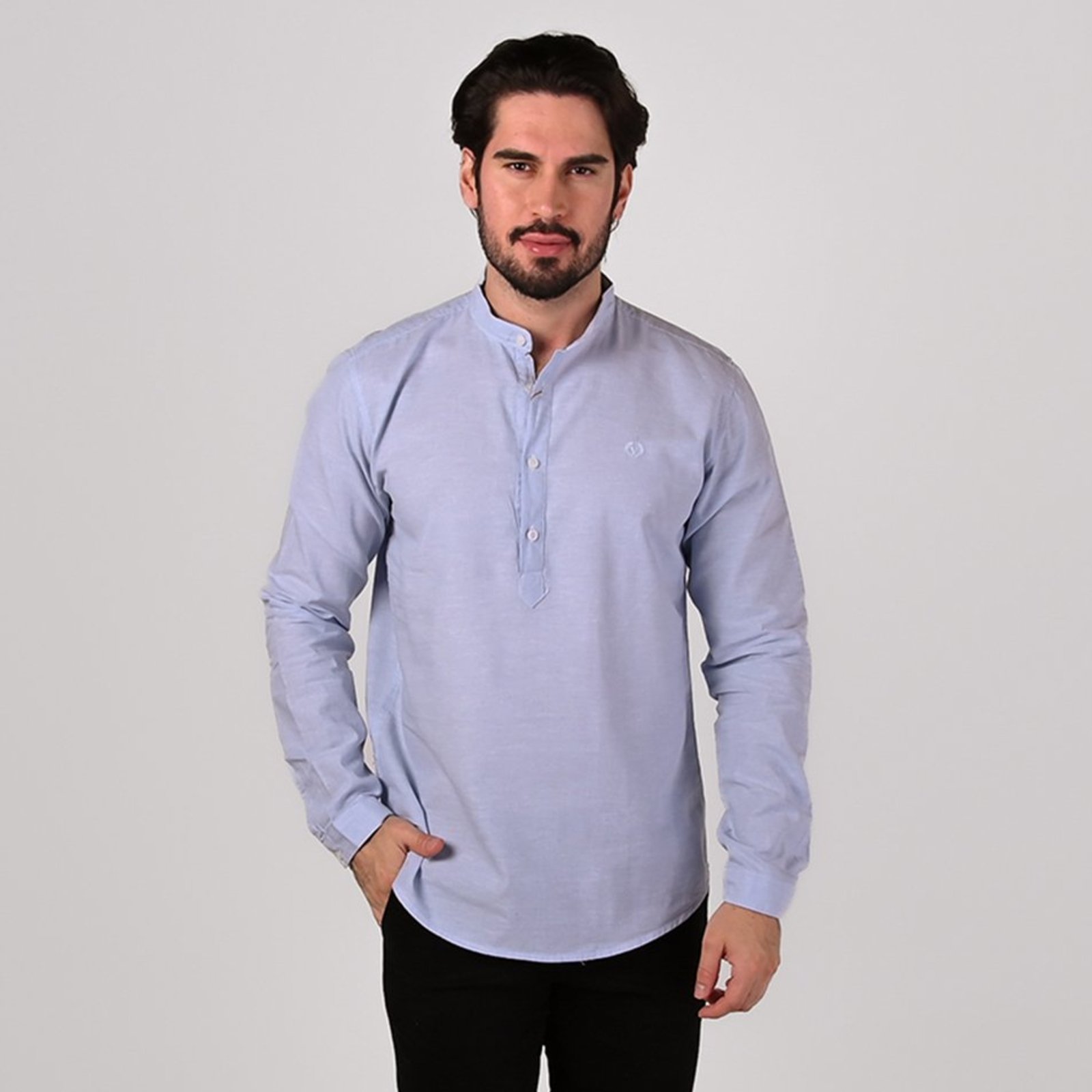 Camisa Henley VersatiOld Linho Azul Claro