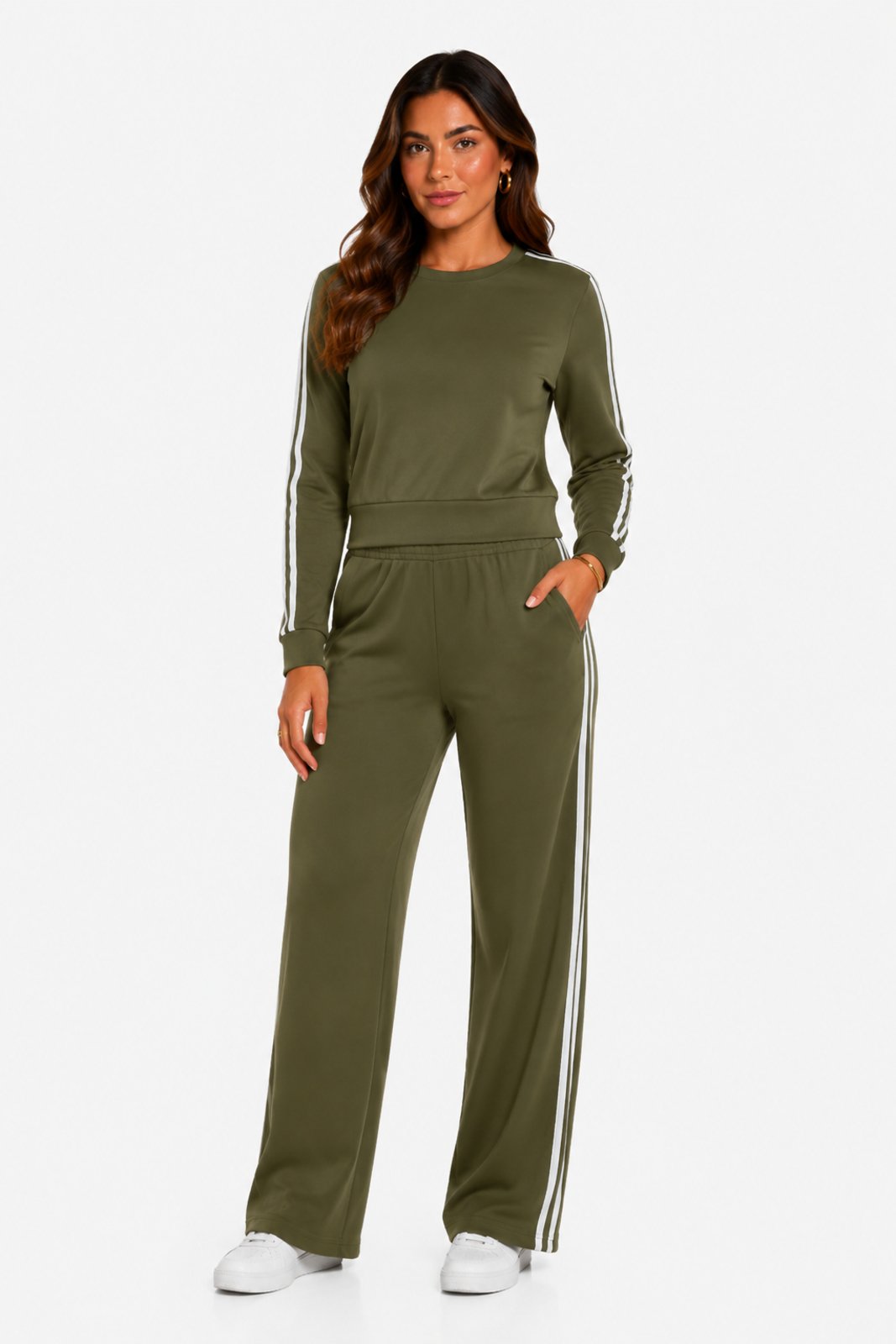 Conjunto Moletinho D Bell Outlet Fashion Listras Verde Militar