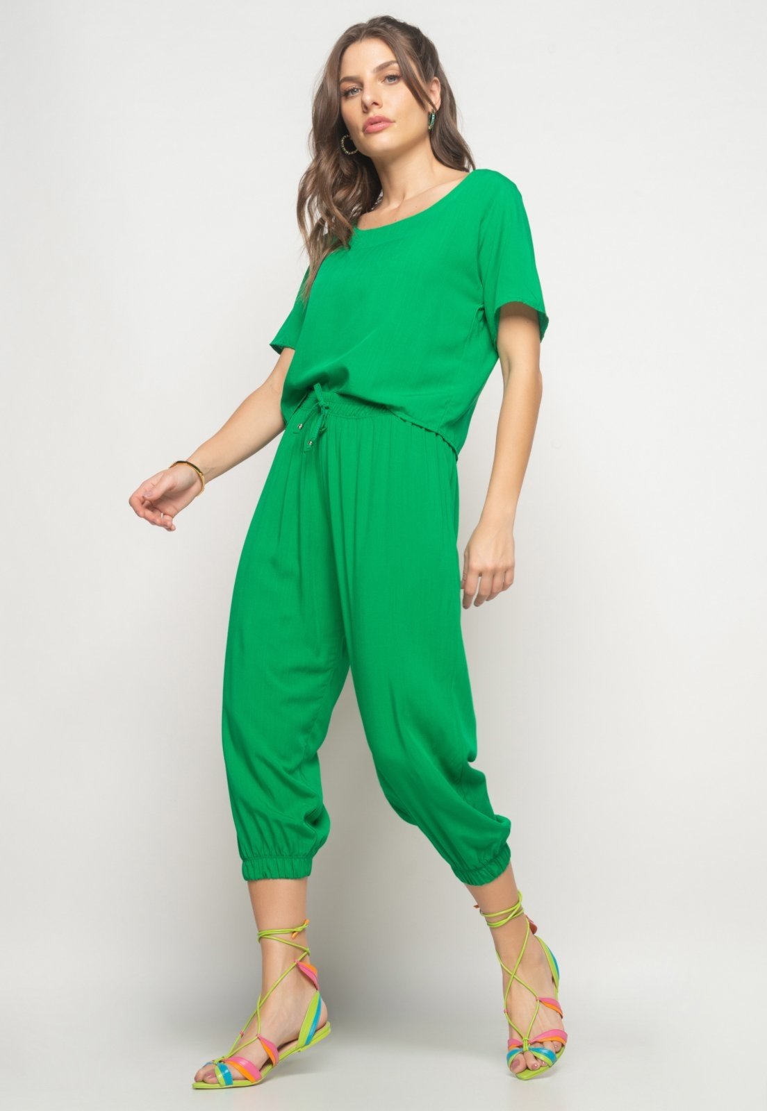 Calça Jogger Viscolinho Salvatore Fashion Verde