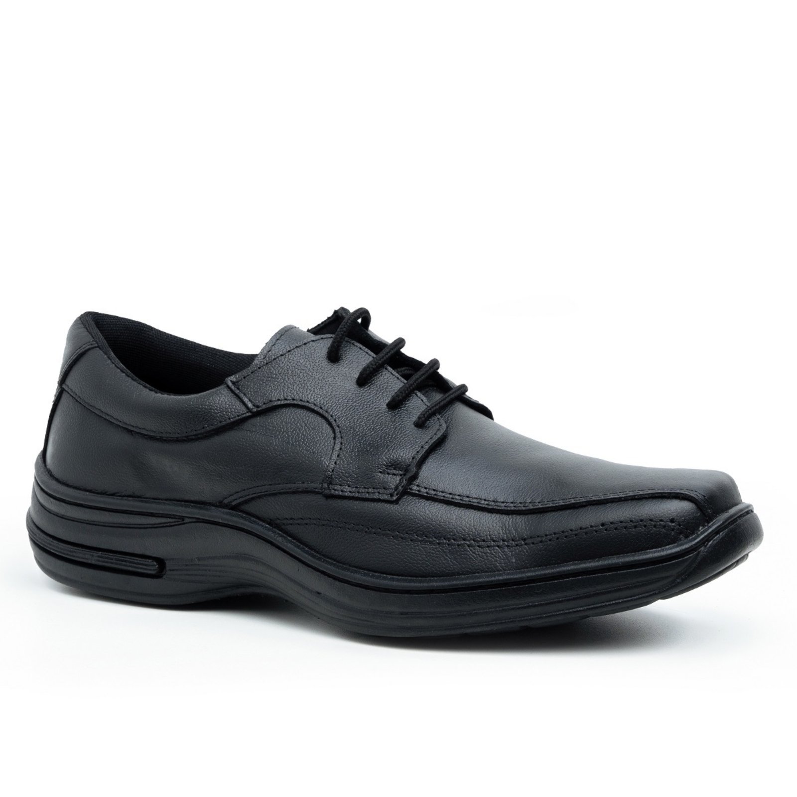 Sapato Social Masculino Em Couro Cadarço Anatômico Gel Preto 33 ao 46