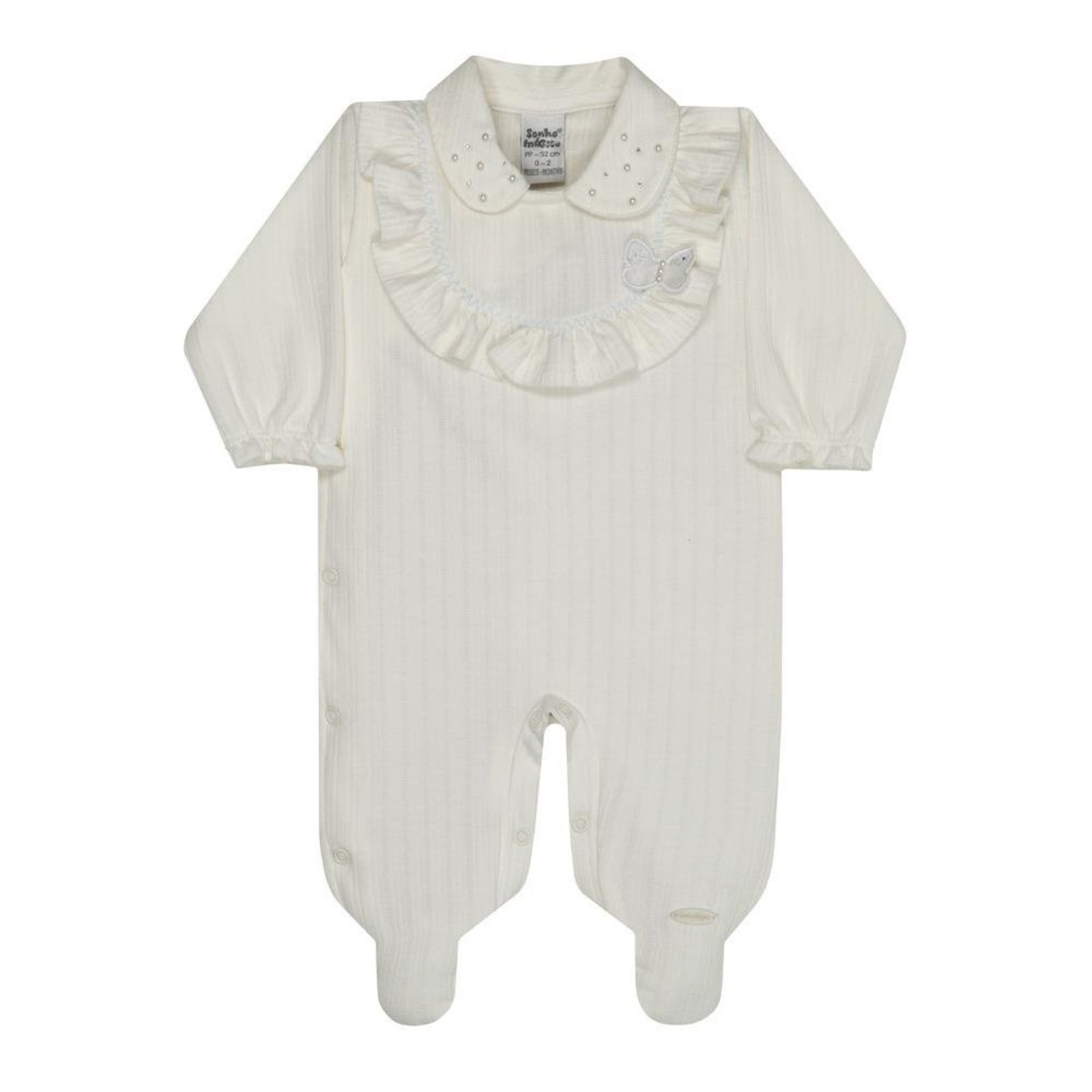 Infantil - Macacão de Longo Luxo com Gola Bordada Sonho Mágico Off White M Off-white