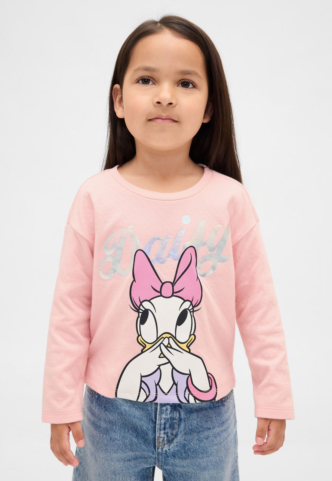 Camiseta GAP Estampa Margarida Manga Longa Rosa