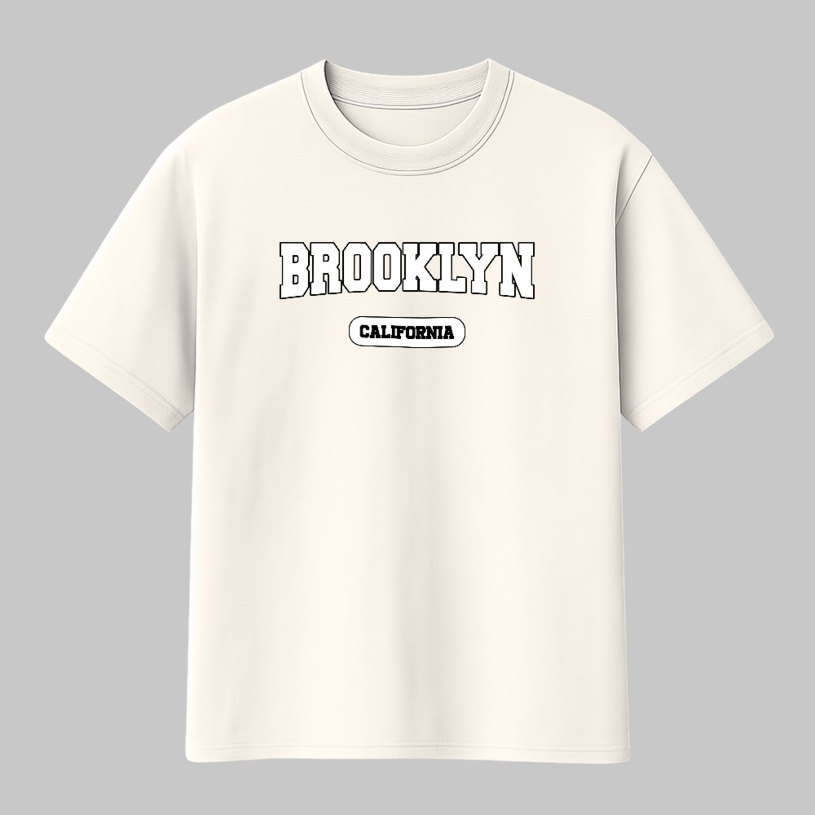 Camiseta Básica Brooklyn City Estampa Urbana Unissex Off White