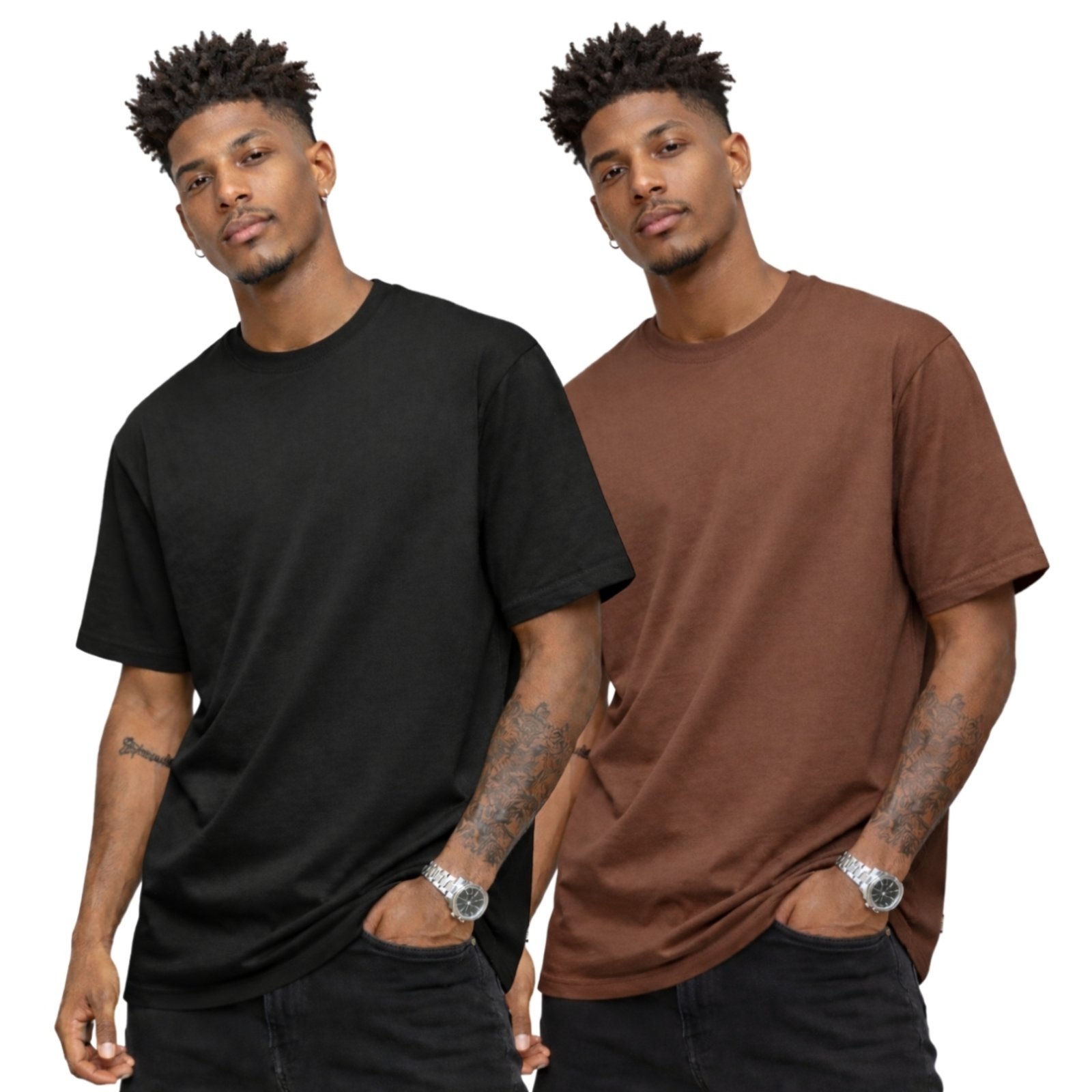 Kit 2 Camisa Masculina Camiseta Gola Redonda Lisa Algodão