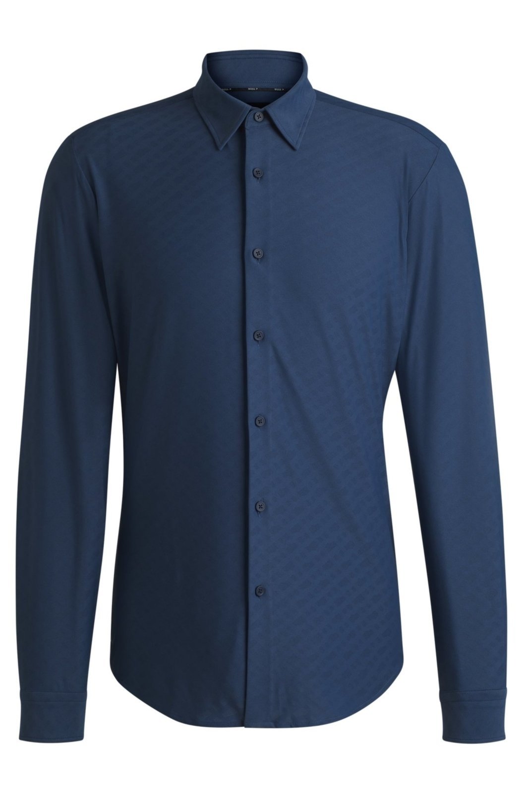 Camisa Slim Em Jacquard Com Monograma Elástico