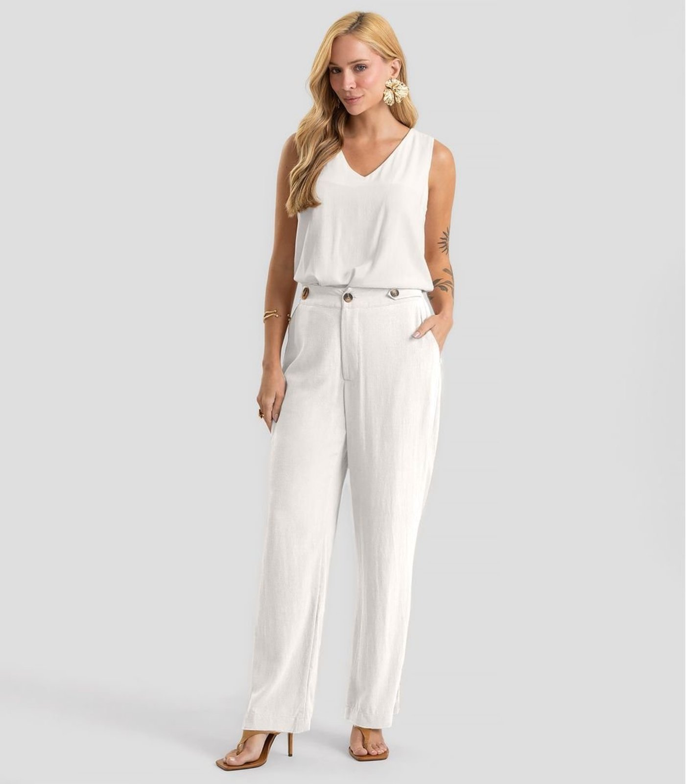 Calça Feminina Tecido Linho Strong Dianna Branco