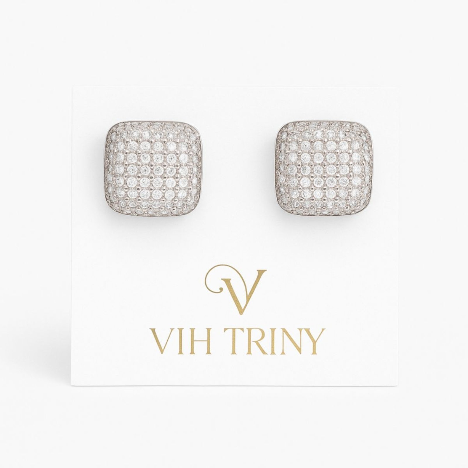 Vista 3 Brinco Vih Triny Feminino Quadrado prata Vih Triny prata