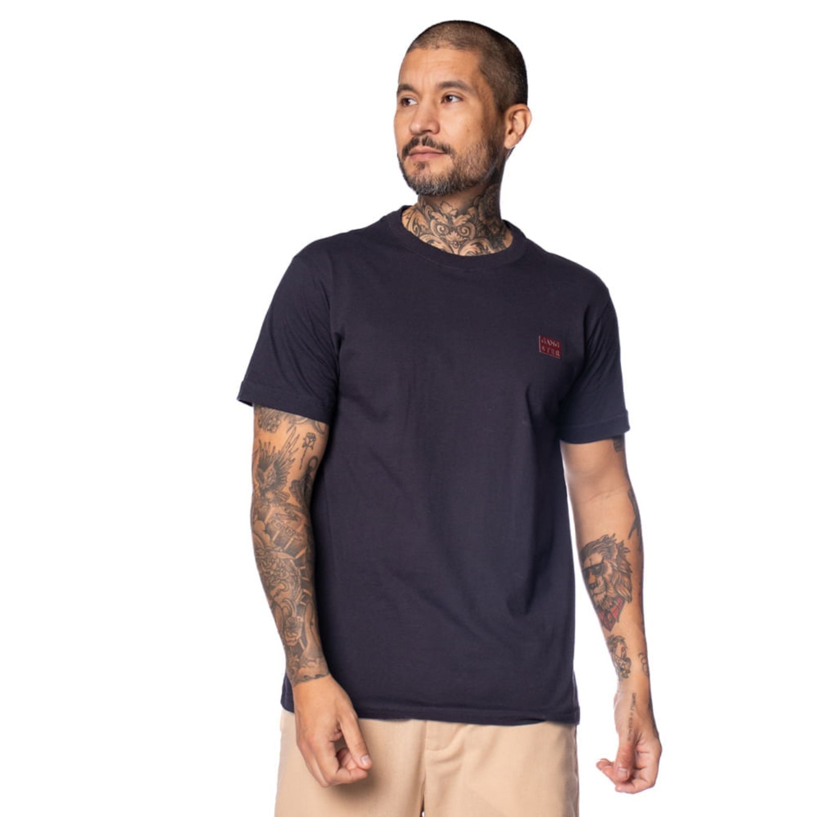 Vista 2 Camiseta Masculina Gangster Básica Algodão Marinho azul marinho Gangster azul marinho