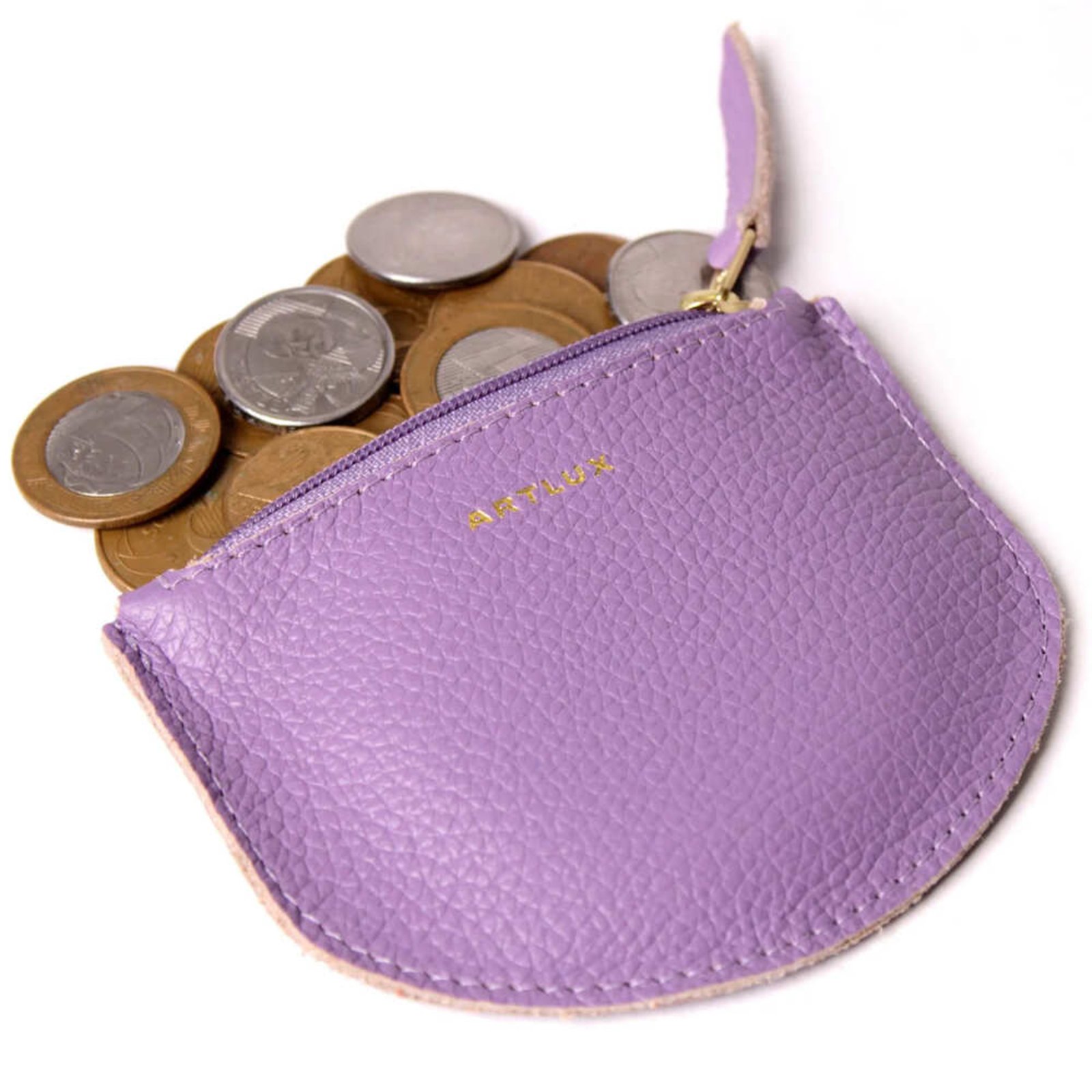 Vista 3 Porta Moedas em Couro Artlux Lilás 3065 Artlux roxo