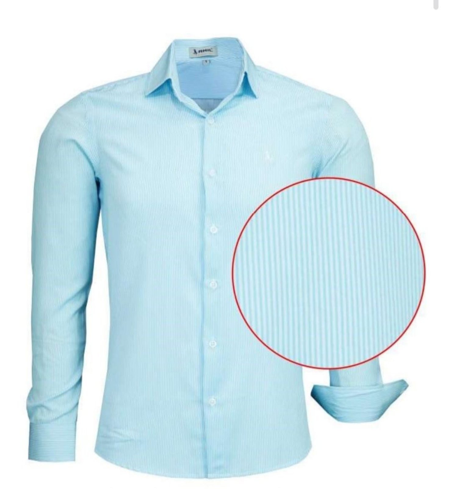 Camisa Social Amil Slim Lisrada Loan Poliéster com Elastano Macia Fácil de Passar M/Longa Luxo Azul
