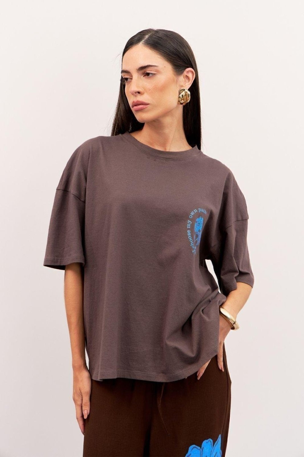 Tshirt Estampada Manga Curta Ritmi Studio Marrom