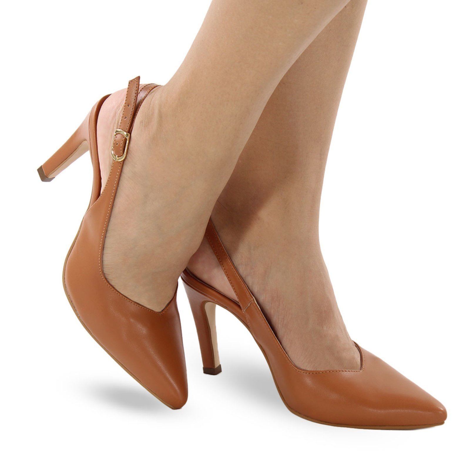 Scarpin Modarpe Salto Fino Corte V Marrom S03