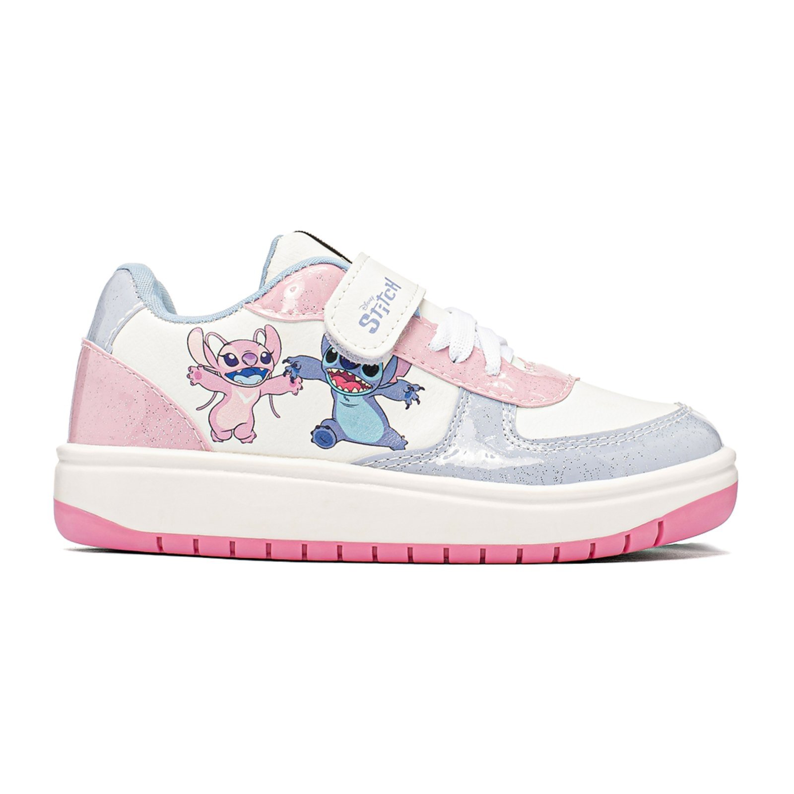 Infantil - Tênis Feminino Disney Stitch Branco Solado Antiderrapante Rosa
