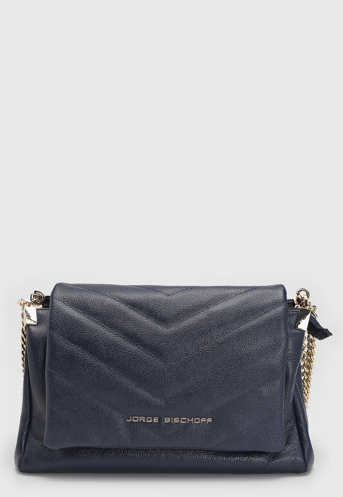 Bolsa Feminina Jorge Bischoff Chevron Azul Marinho