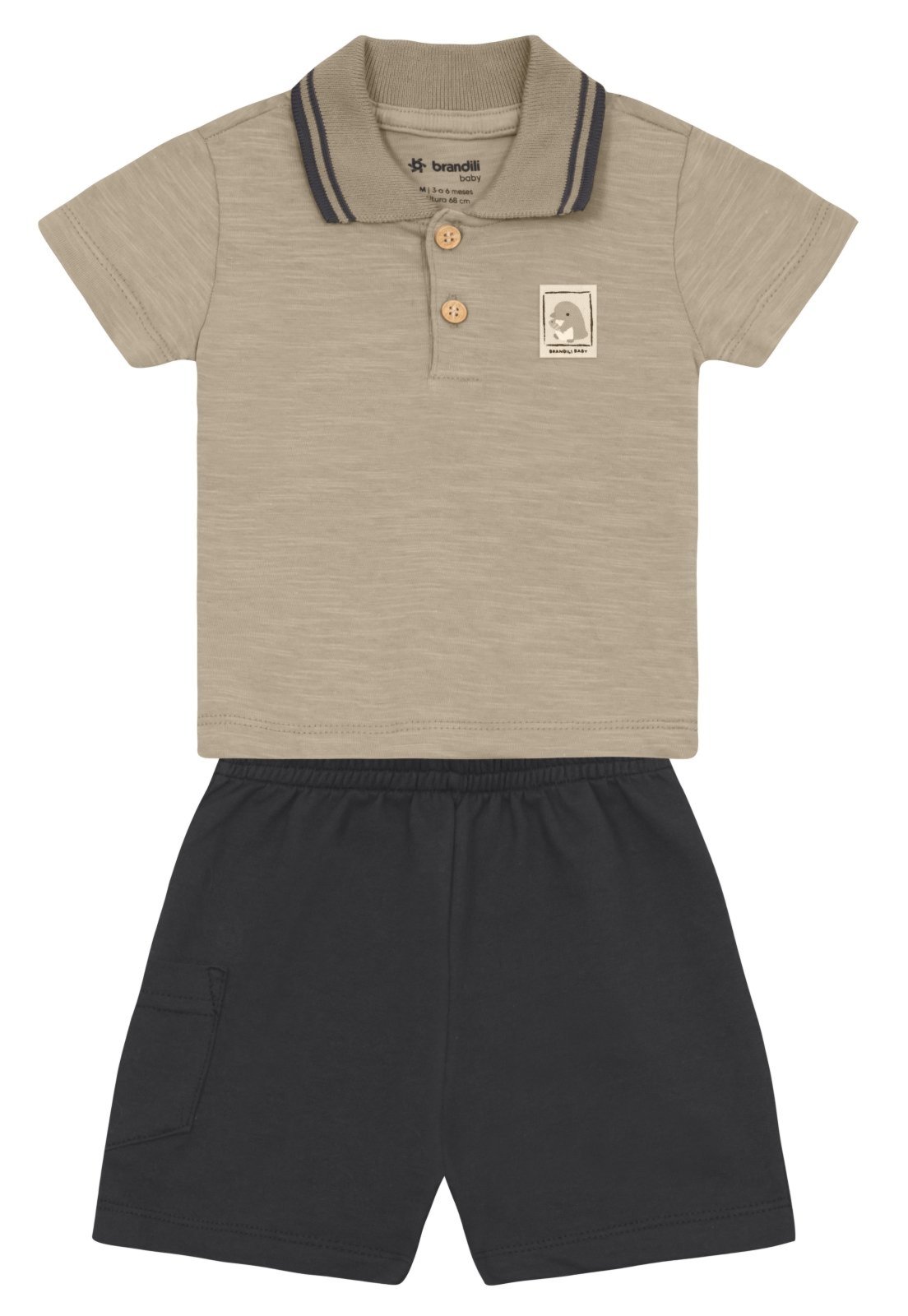 Infantil - Conjunto polo menino de pinguim Brandili Baby