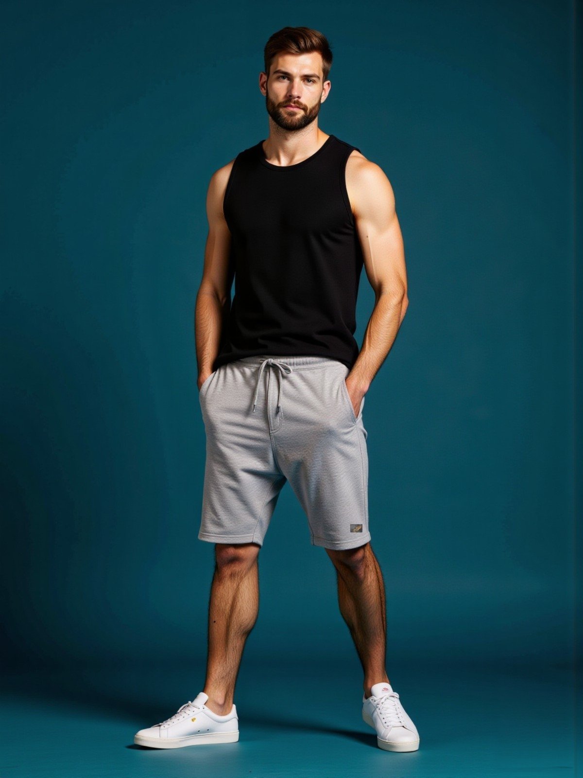 Bermuda de Moletom Básica com Amarração Shorts Para Academia e Treinos
