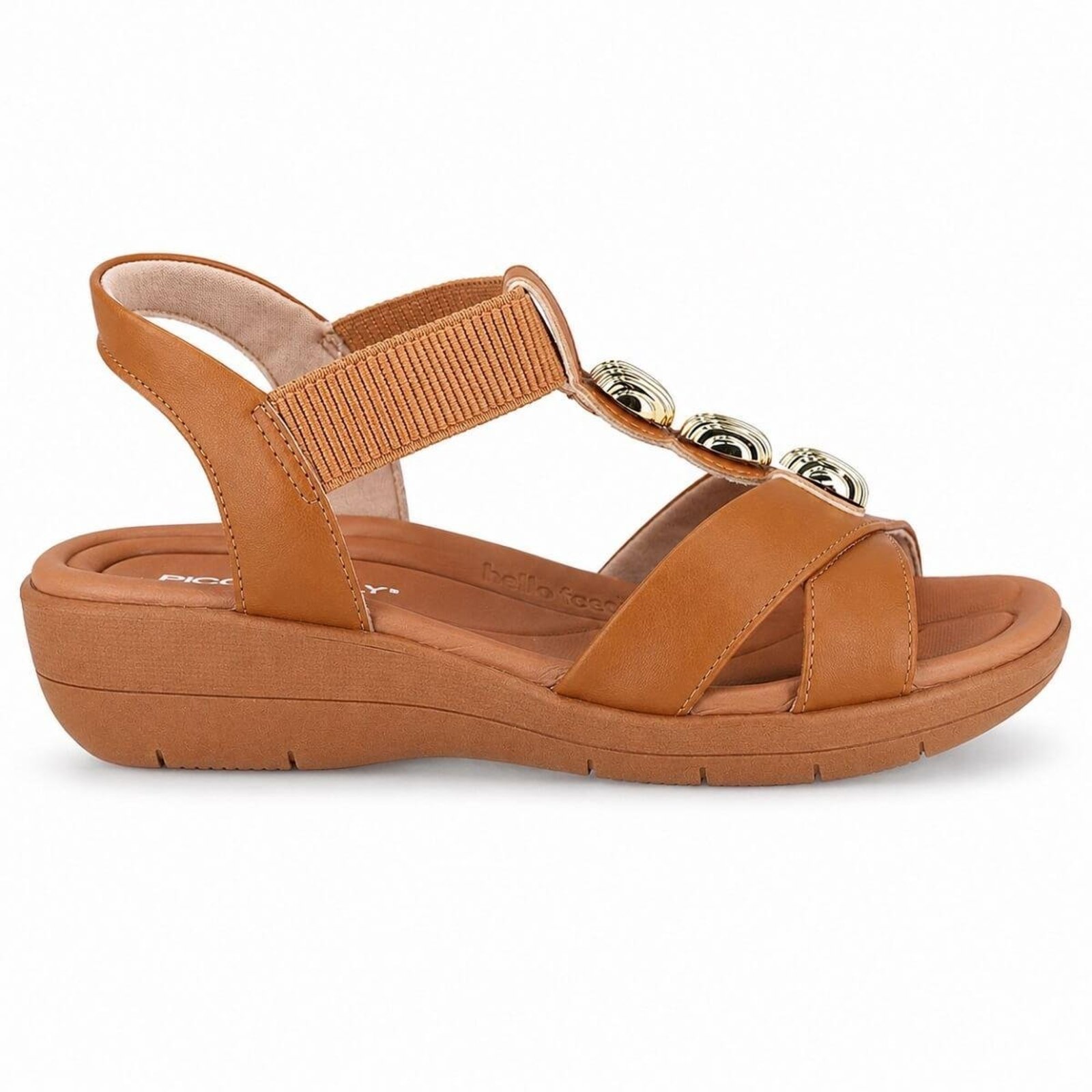 Sandália Anabela Feminina Piccadilly 239038 Caramelo