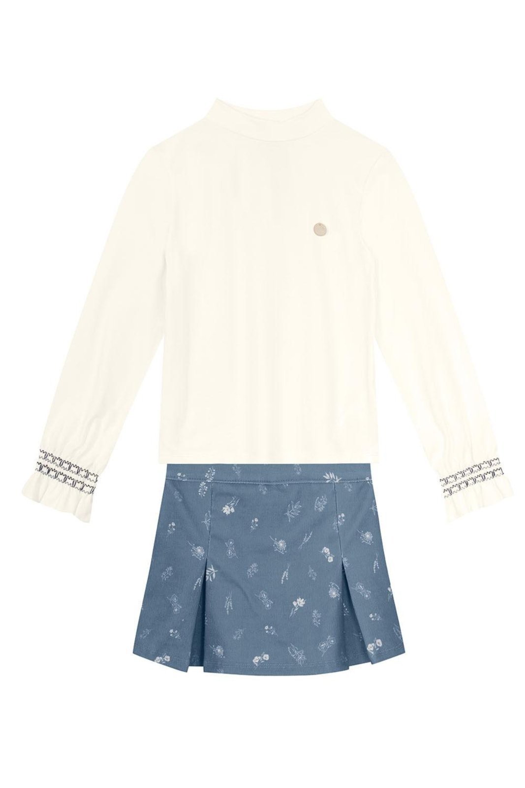 Vista 2 Infantil - Conjunto menina floral sofisticado Mundi Brandili Mundi nude Brandili Mundi nude