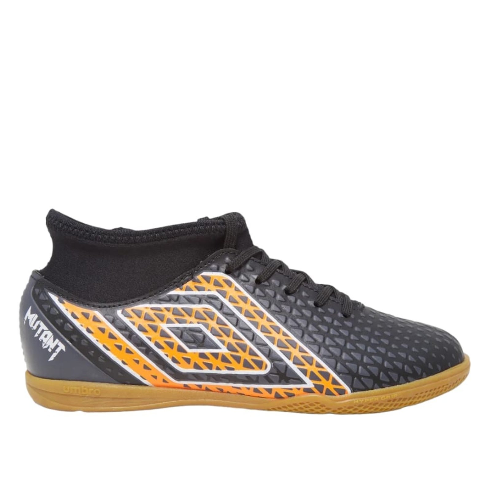 Vista 2 Chuteira Futsal Umbro Mutant Jr Laranja/Branco preto Umbro preto
