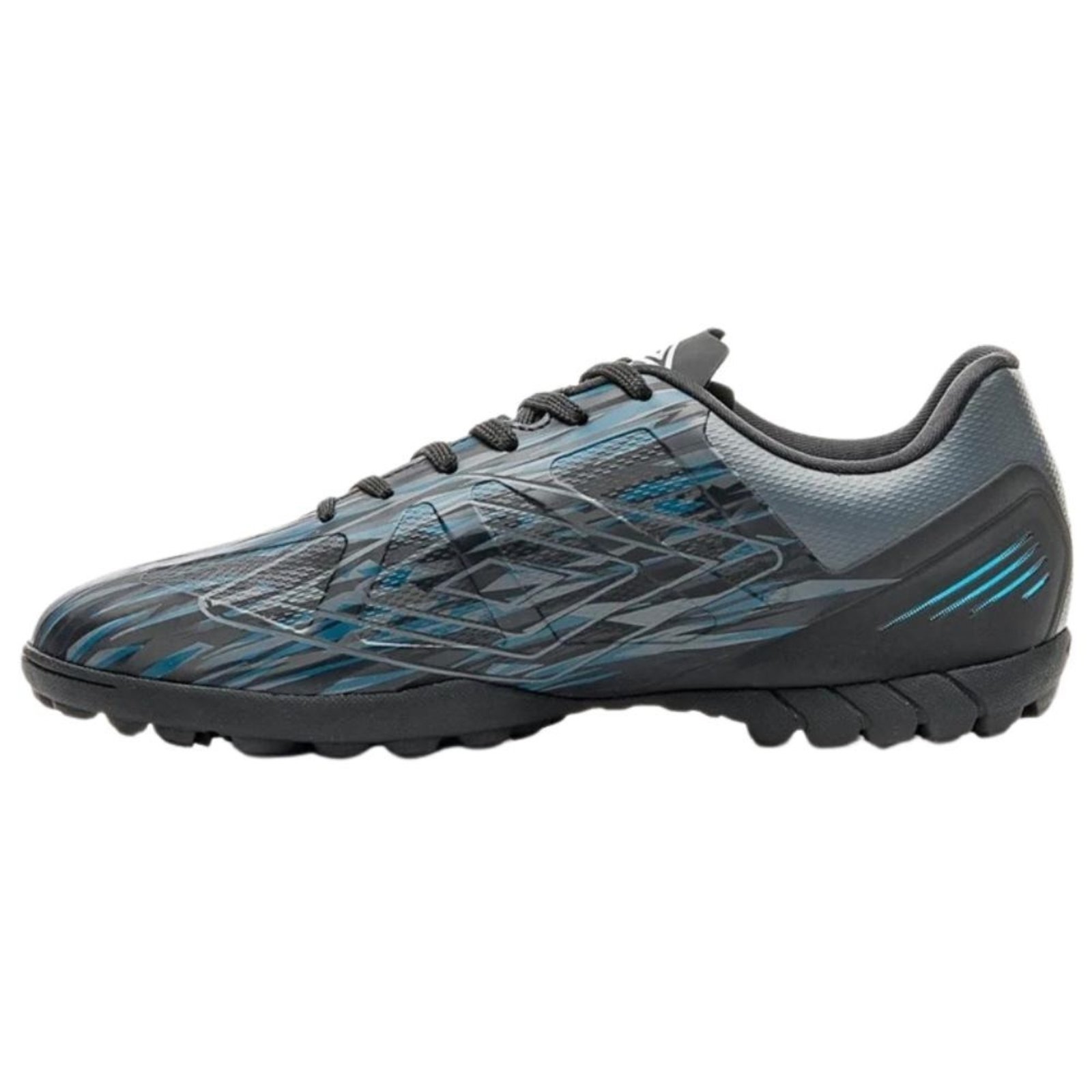 Vista 3 Chuteira Umbro Society Ultimate Preto Grafite Azul preto azul Umbro preto azul