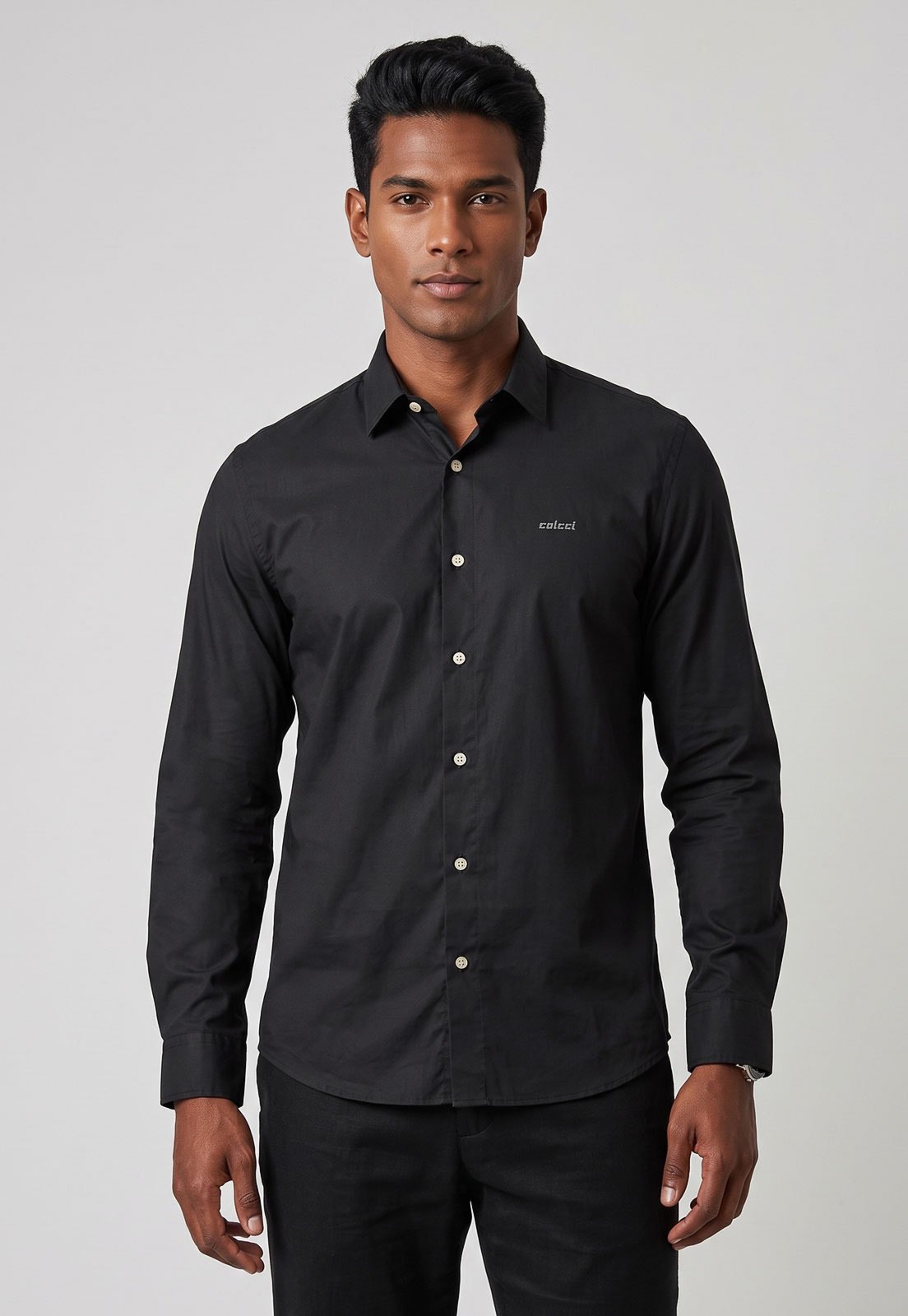 Camisa Masculina Colcci Gola Clássica Preta