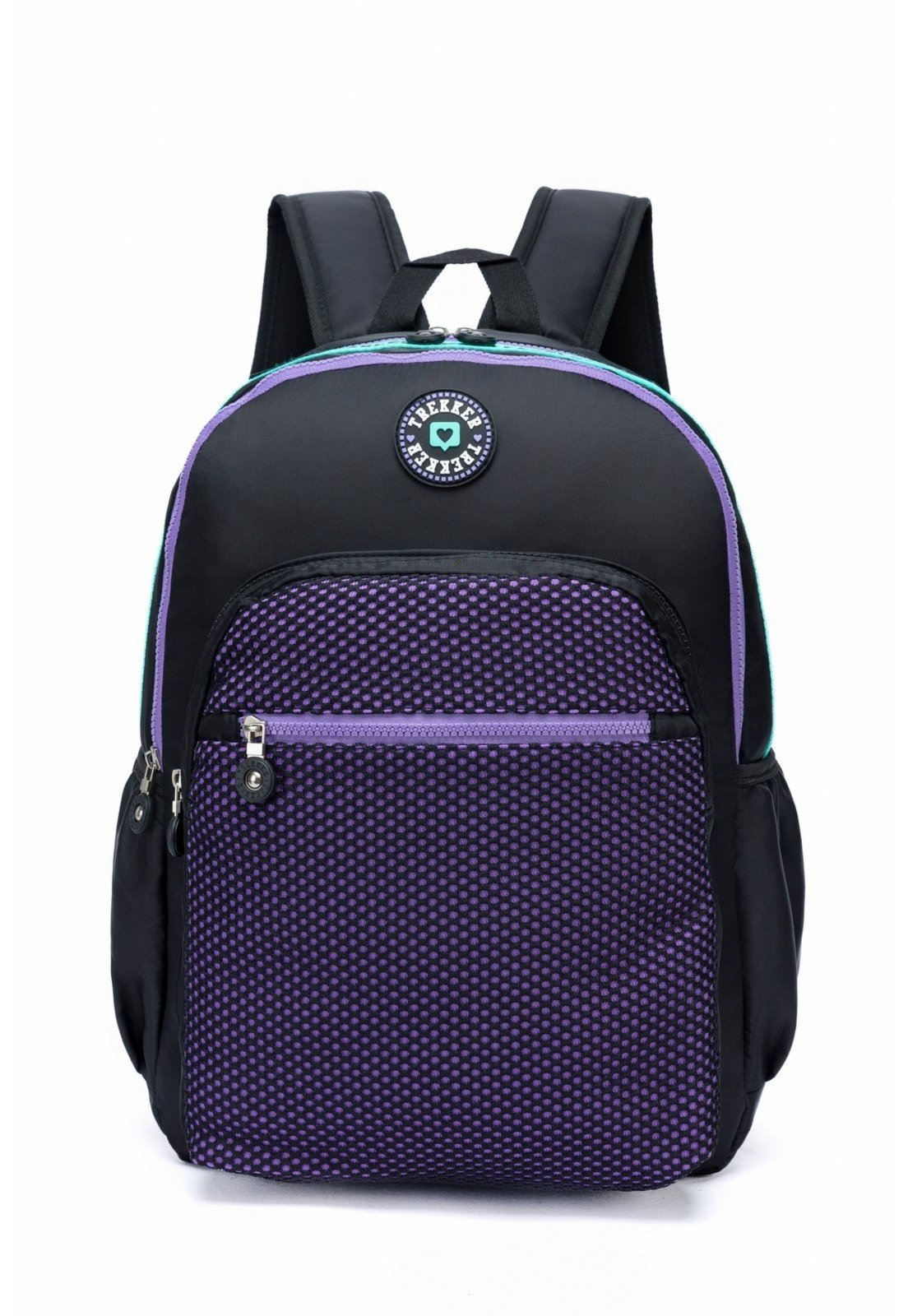 Vista 2 Mochila Escolar Reforçada Espaçosa Alça Regulável Unissex TREKKER preto/roxo TREKKER preto/roxo