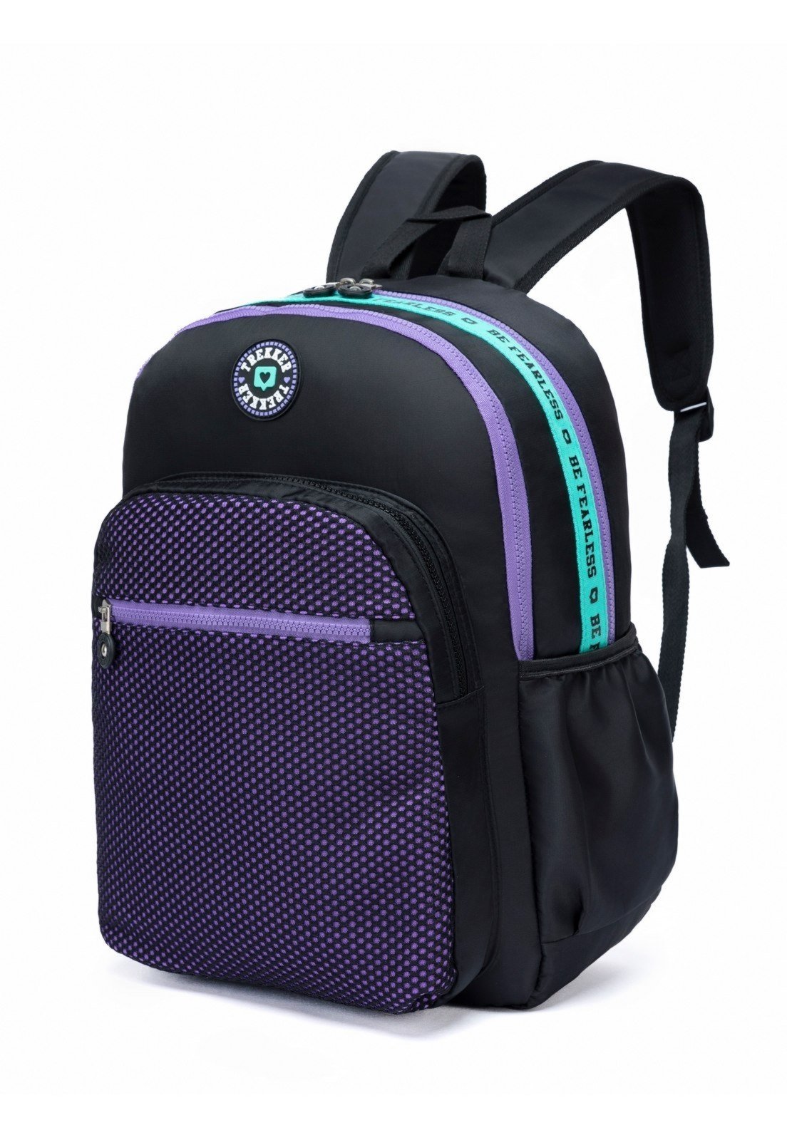 Vista 3 Mochila Escolar Reforçada Espaçosa Alça Regulável Unissex TREKKER preto/roxo TREKKER preto/roxo