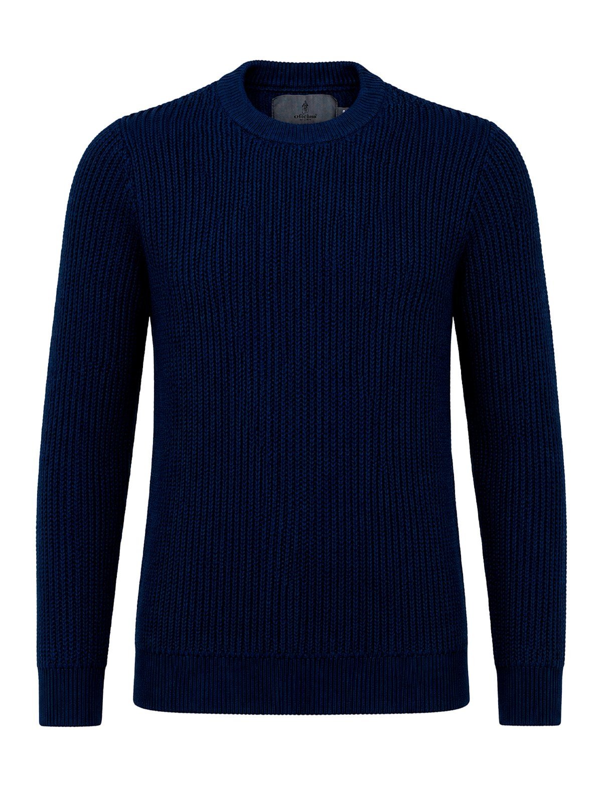 Suéter Masculino Oficina Reserva Blusa Cordas Tricot Algodão Gola Careca Manga Longa Azul Marinho