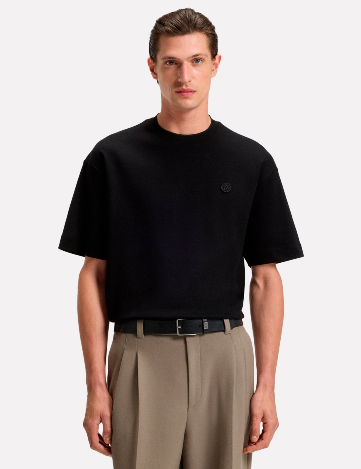 Camiseta Hugo Boss Masculina Relaxed Fit Mercerised C-Tames 118 Azul Marinho