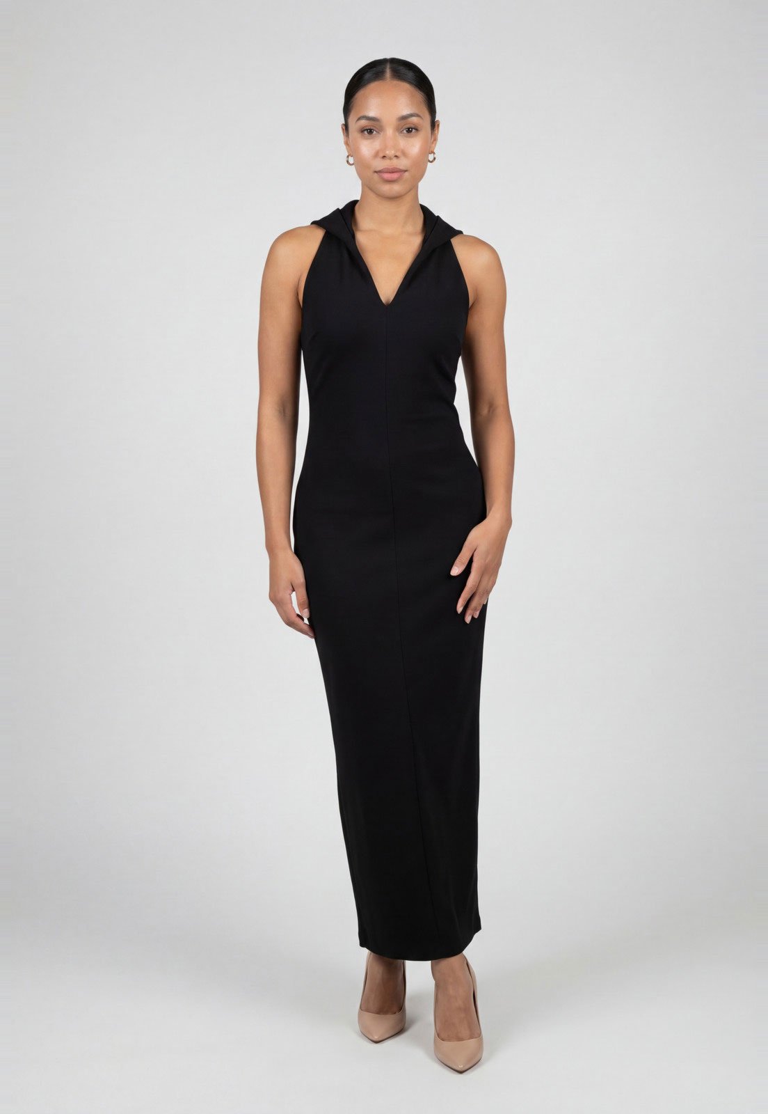 Vestido Lança Perfume Longo Decote V Preto