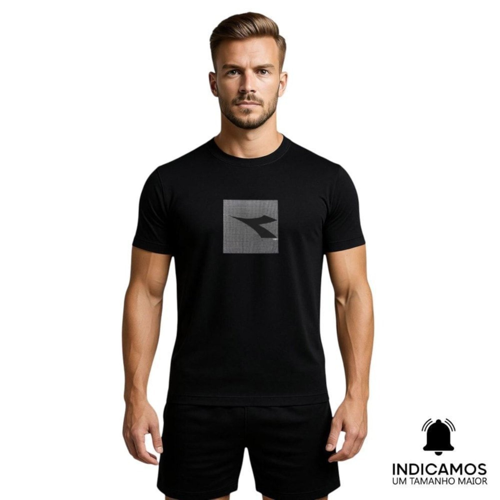 Camiseta Diadora Big Logo Geométrico Masculina - Preto - diadora