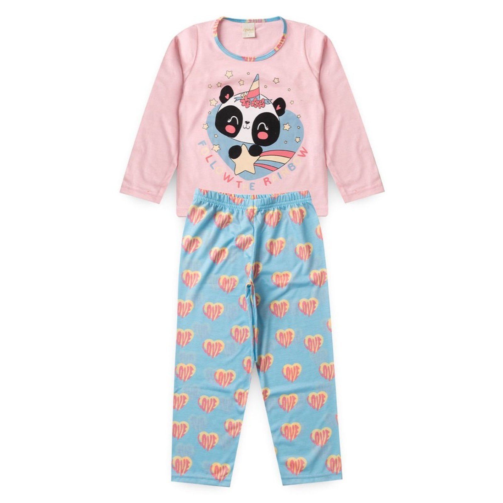 Vista 2 Pijama Menina Longo Brilha no Escuro Molekada rosa Molekada rosa