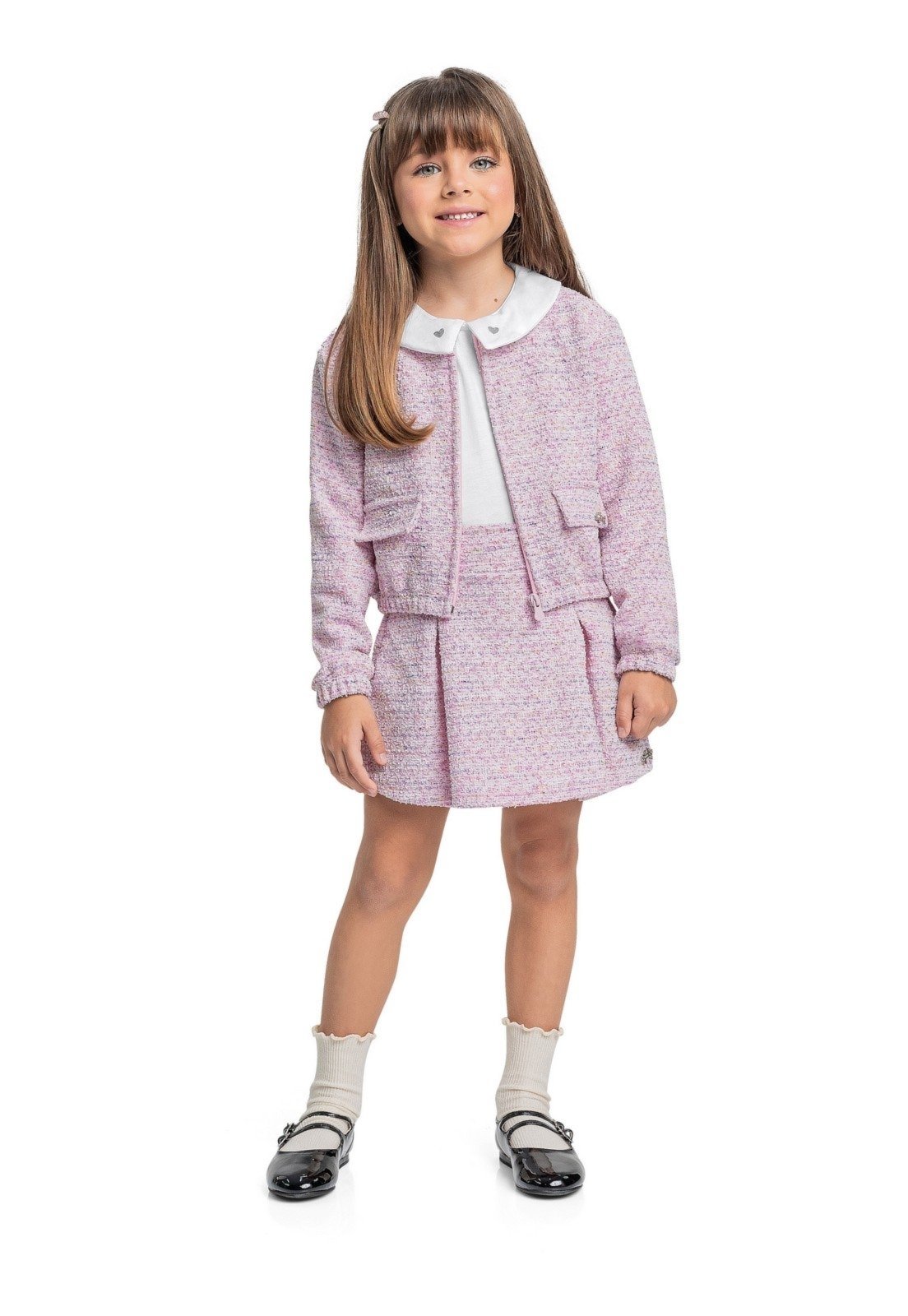 Infantil – Jaqueta Cropped para Menina Quimby Rosa