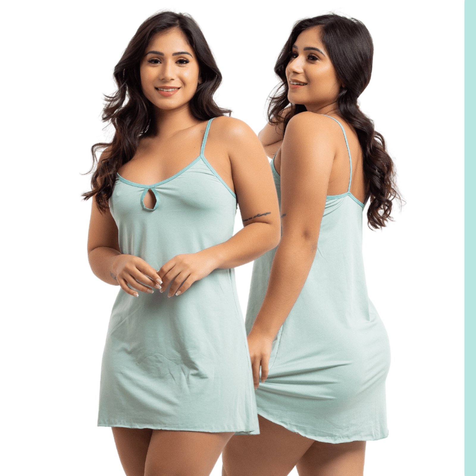 Camisola Curta Alça Regata Tecido Macio Roupa de Dormir sem Bojo Viére verde