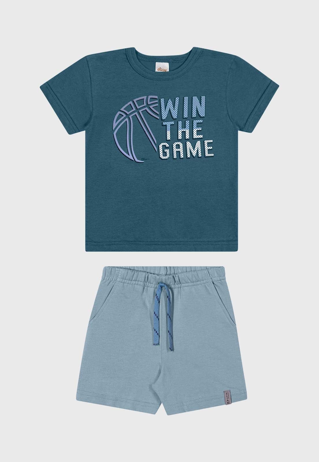 Infantil - Conjunto Curto Elian Estampa Win The Game Azul