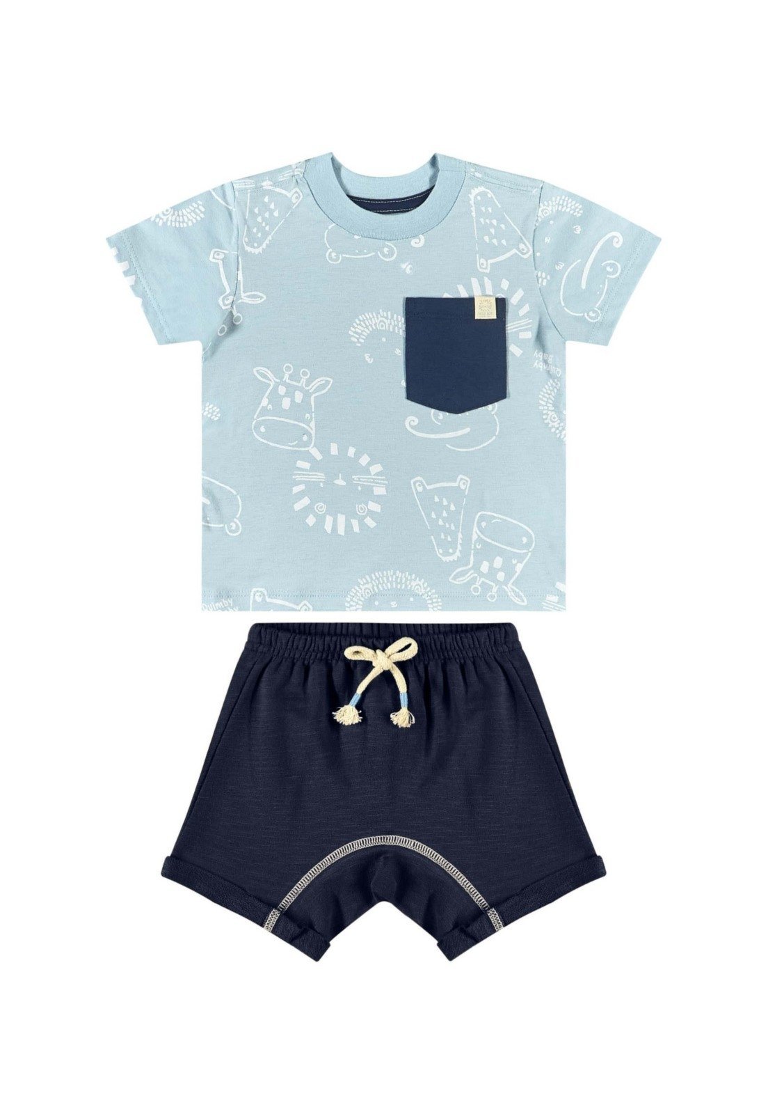 Vista 2 Infantil - Conjunto com Camiseta e Short em Moletom para Menino Quimby azul Quimby azul