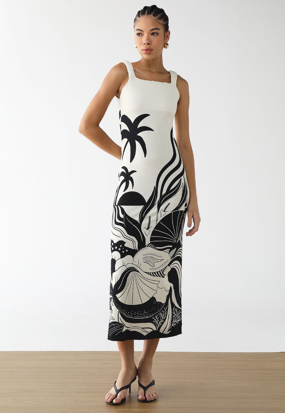 Vestido Feminino FARM Estampa Artística Off-White