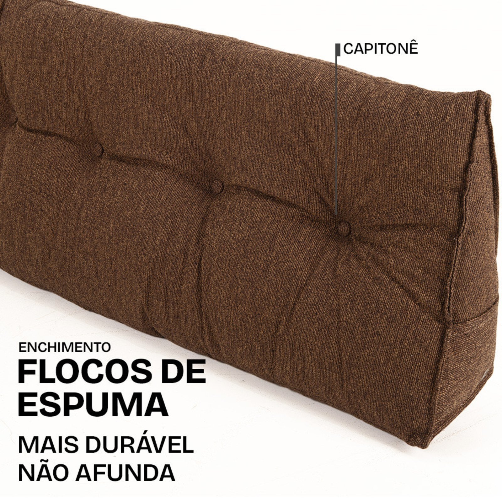 Vista 3 Almofada de Cabeceira Encosto Apoio para Lombar com Bolso Lateral 140x50x20cm BF Colchões cinza BF Colchoes cinza